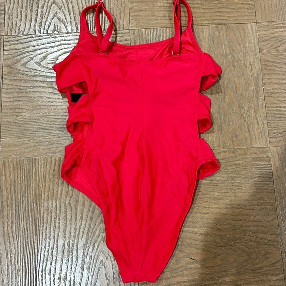 Shade & Shore Red One Piece Side Cut Outs Swimsuit - Picture 2 of 3